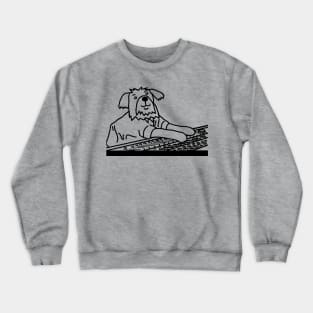 Dog in Control of the Music Mixer Line Drawing Crewneck Sweatshirt